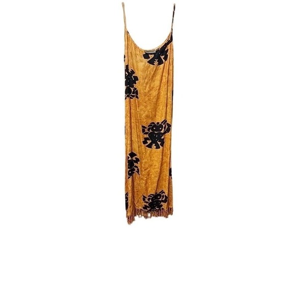 Henna Womens Maxi One Sz Fringe Dress Hawaiian Summer Boho Beach Festival Resort - Picture 12 of 14